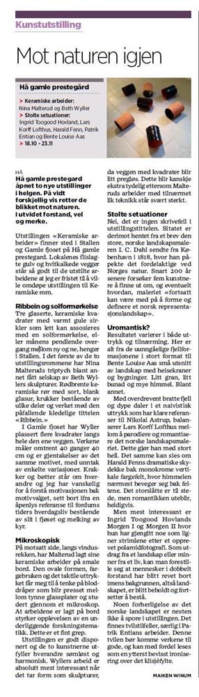 Kopi av kritikken i Stavanger Aftenblad  - Klikk for stort bilete